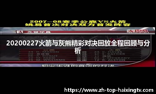 20200227火箭与灰熊精彩对决回放全程回顾与分析